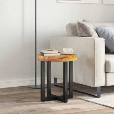 Vidaxl - Table basse 40 x 45 cm Bois de teck massif et polyr&eacute;sine