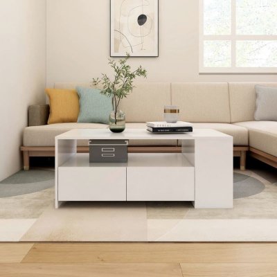 Vidaxl table basse blanc 102x55x42 cm bois d'ing&eacute;nierie