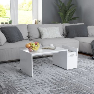 Vidaxl table basse blanc 90x45x35 cm agglom&eacute;r&eacute; 802921