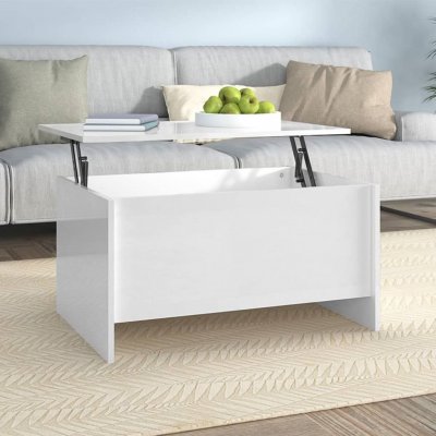 Vidaxl table basse blanc brillant 80x55,5x41,5 cm bois d'ing&eacute;nierie