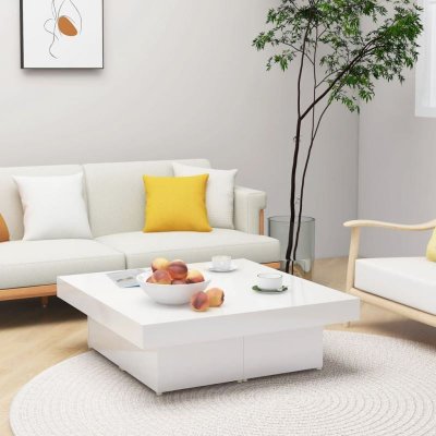 Vidaxl table basse blanc brillant 90x90x28 cm agglom&eacute;r&eacute;