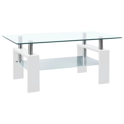 Vidaxl table basse blanc et transparent 95x55x40 cm verre tremp&eacute;