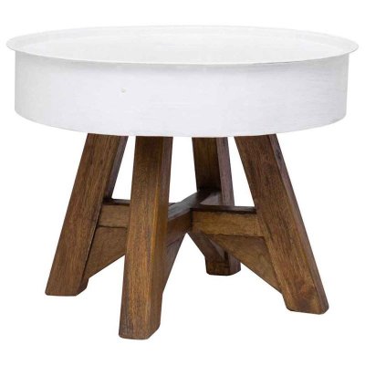 Vidaxl table basse bois de r&eacute;cup&eacute;ration massif 60 x 45 cm blanc 244820