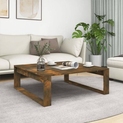 Vidaxl table basse ch&ecirc;ne fum&eacute; 100x100x35 cm bois d'ing&eacute;nierie