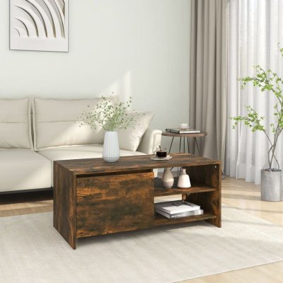 Vidaxl table basse ch&ecirc;ne fum&eacute; 102x50x45 cm bois d'ing&eacute;nierie