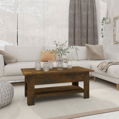 Vidaxl table basse ch&ecirc;ne fum&eacute; 102x55x42 cm agglom&eacute;r&eacute;