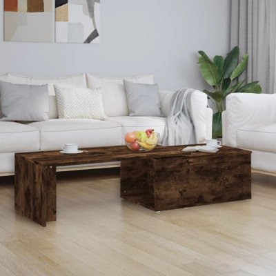 Vidaxl table basse ch&ecirc;ne fum&eacute; 150x50x35 cm bois d'ing&eacute;nierie