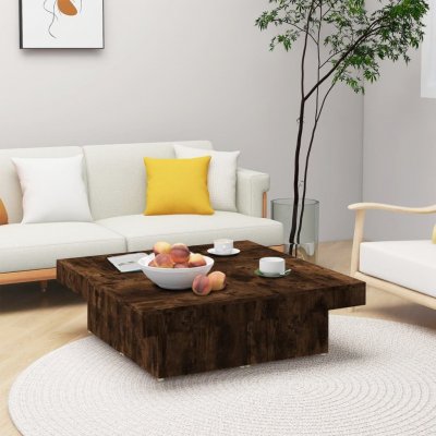 Vidaxl table basse ch&ecirc;ne fum&eacute; 90x90x28 cm bois d'ing&eacute;nierie