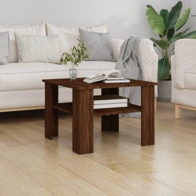 Vidaxl table basse ch&ecirc;ne marron 60x60x42 cm bois d'ing&eacute;nierie