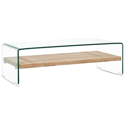 Vidaxl table basse clair 98 x 45 x 31 cm verre tremp&eacute; 284743