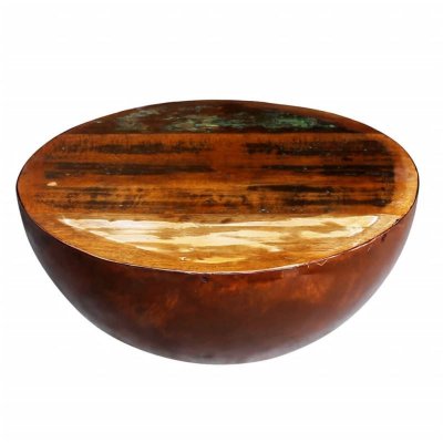 Vidaxl table basse forme de bol avec base en acier bois recycl&eacute; 241648