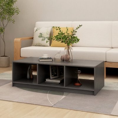 Vidaxl table basse gris 110x50x34 cm bois de pin massif