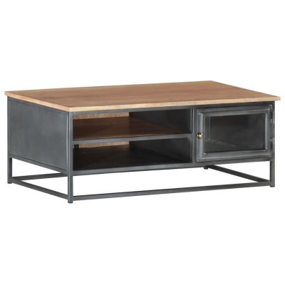Vidaxl table basse gris 90x50x35 cm bois d'acacia massif 323500