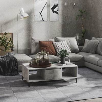 Vidaxl table basse gris b&eacute;ton 103,5x60x35 cm agglom&eacute;r&eacute;
