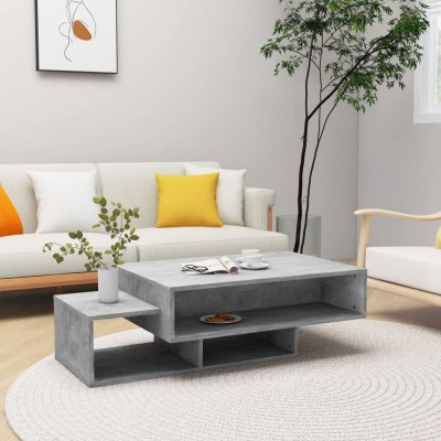 Vidaxl table basse gris b&eacute;ton 105x55x32 cm agglom&eacute;r&eacute;
