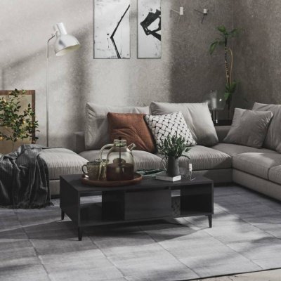 Vidaxl table basse gris brillant 103,5x60x35 cm agglom&eacute;r&eacute;