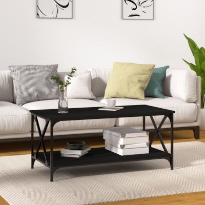Vidaxl table basse noir 100x50x45 cm bois d'ing&eacute;nierie et fer