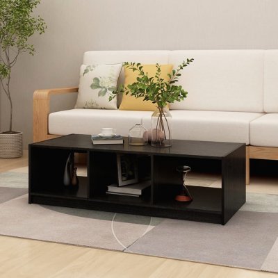 Vidaxl table basse noir 110x50x34 cm bois de pin massif