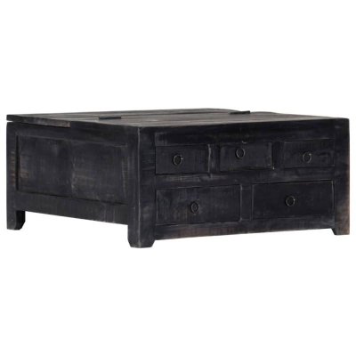 Vidaxl - Table basse Noir 65 x 65 x 30 cm Bois de manguier massif Noir