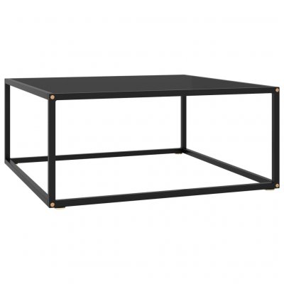 Vidaxl table basse noir avec verre noir 80x80x35 cm