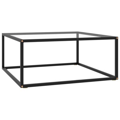 Vidaxl table basse noir avec verre tremp&eacute; 80x80x35 cm
