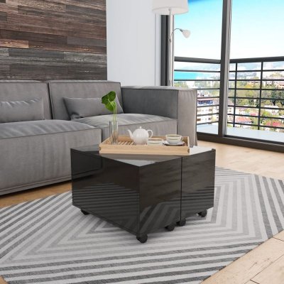 Vidaxl table basse noir brillant 60x60x35 cm agglom&eacute;r&eacute; 283722