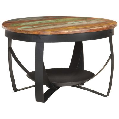 Vidaxl table basse &oslash;68x43 cm bois de r&eacute;cup&eacute;ration massif 320796