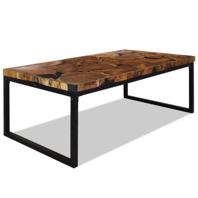 Vidaxl - Table basse Teck R&eacute;sine 110 x 60 x 40 cm Noir