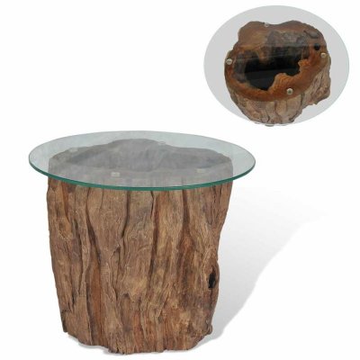 Vidaxl - Table basse Teck Verre 50 x 40 cm Brun
