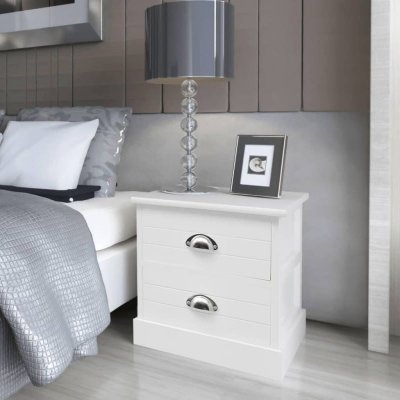 Vidaxl table de chevet 2 pcs blanc 242887