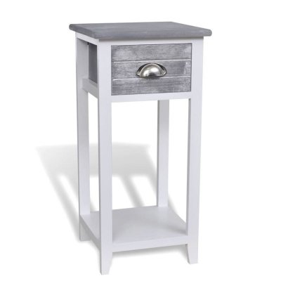 Vidaxl - Table de chevet avec 1 tiroir Gris et blanc Gris