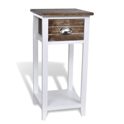 Vidaxl - Table de chevet avec 1 tiroir Marron et blanc Marron