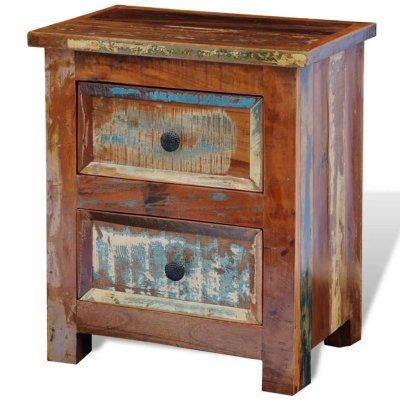Vidaxl - Table de chevet avec 2 tiroirs Bois massif recycl&eacute; Brun