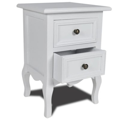 Vidaxl table de chevet avec 2 tiroirs mdf blanc 60637
