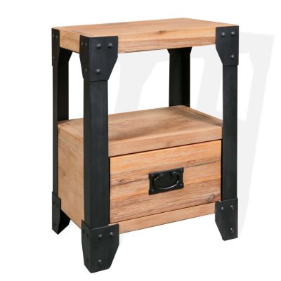 Vidaxl table de chevet bois d'acacia acier 40 x 30 x 54 cm 244993