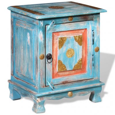 Vidaxl table de chevet bois de manguier massif bleu 243970