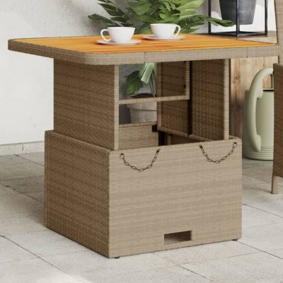 VIDAXL  Table De Jardin Beige 80x80x71 Cm R&eacute;sine Tress&eacute;e Et Bois Acacia