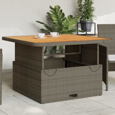 VIDAXL  Table De Jardin Gris 110x110x71 Cm R&eacute;sine Tress&eacute;e Bois D'acacia