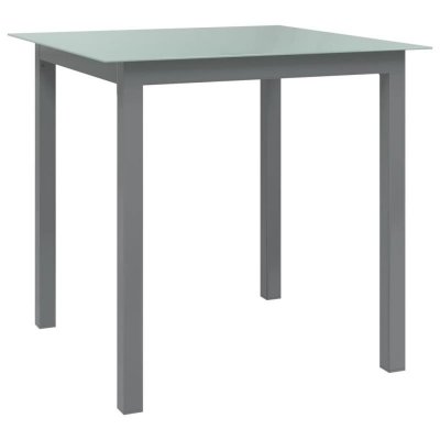 VIDAXL  Table De Jardin Gris Clair 80x80x74 Cm Aluminium Et Verre