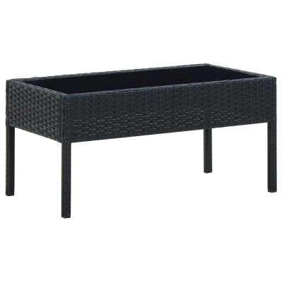 VIDAXL  - Table de jardin Noir 75x40x37 cm R&eacute;sine tress&eacute;e Noir