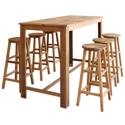 Vidaxl table et tabourets de bar 7 pcs bois d'acacia massif 246670