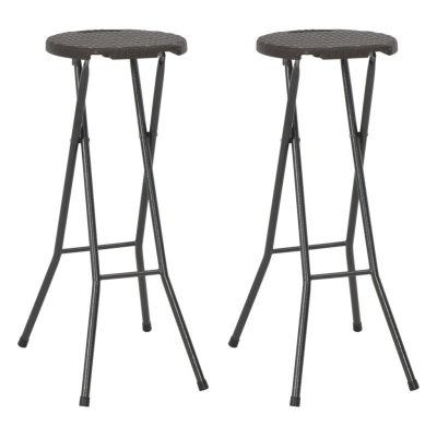Vidaxl Tabouret de bar pliable 2 pi&egrave;ces PEHD et acier - Marron