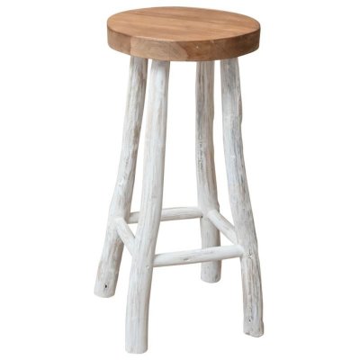 Vidaxl tabouret de bar teck marron et blanc 244546