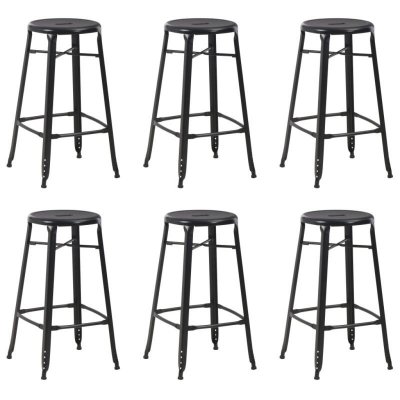 Vidaxl tabourets de bar lot de 6 noir acier 3054559