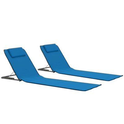 VIDAXL  tapis de plage pliables 2 pcs acier et tissu bleu 44327