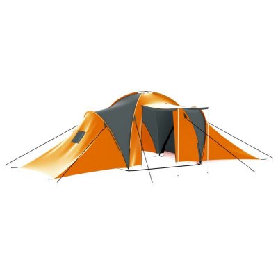 VIDAXL  tente de camping 9 personnes tissu gris et orange