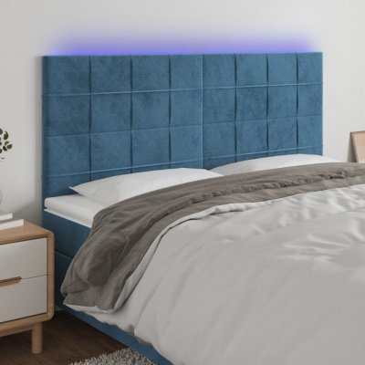 VIDAXL  t&ecirc;te de lit &agrave; led bleu fonc&eacute; 200x5x118128 cm velours