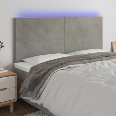 VIDAXL  t&ecirc;te de lit &agrave; led gris clair 160x5x118128 cm velours