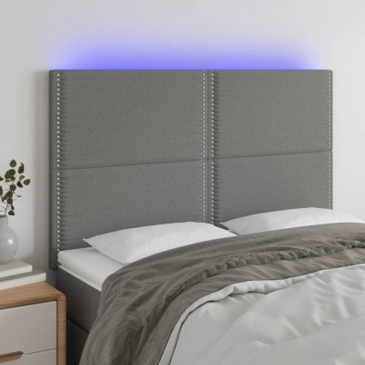 VIDAXL  t&ecirc;te de lit &agrave; led gris fonc&eacute; 144x5x118128 cm tissu