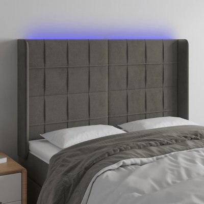 VIDAXL  t&ecirc;te de lit &agrave; led gris fonc&eacute; 147x16x118128 cm velours